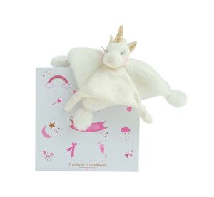 Doudou Dárková sada - plyšový muchláček jednorožec  22 cm