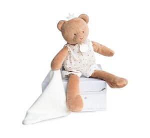 Doudou Dárková sada - plyšová hračka medvídek s dečkou 28 cm