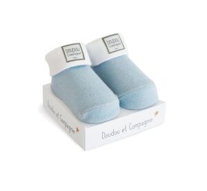 Doudou Ponožky pro chlapečka 0-6 měs. 1 pár modrá s bílým lemem - poškozený obal