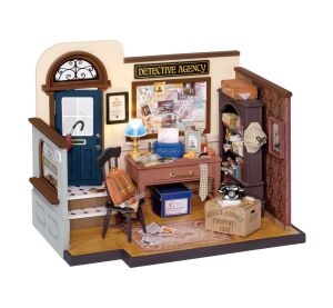 RoboTime 3D dřevěná skládačka Miniatura domečku Kancelář soukromého detektiva