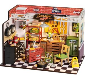 RoboTime 3D dřevěná skládačka Miniatura domečku Garáž