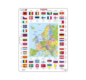 Larsen Vzdělávací puzzle Evropa Mapa a vlajky 70 dílků