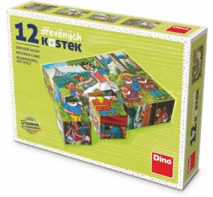 Dino Dřevěné kostky Sněhurka 12 kostek