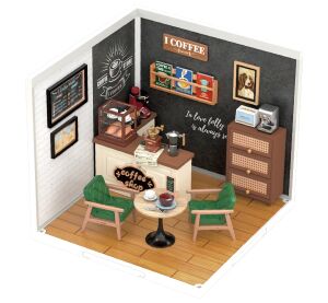 RoboTime 3D dřevěná skládačka Miniatura domečku Kavárna inspirací