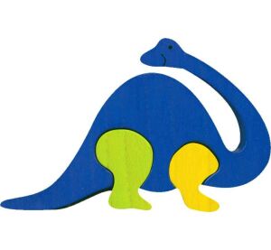 Fauna Dřevěné vkládací puzzle z masivu brontosaurus