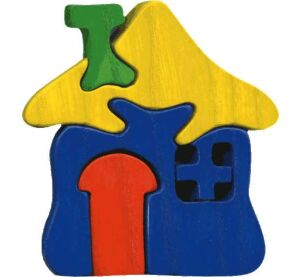 Fauna Dřevěné vkládací puzzle z masivu malý domeček