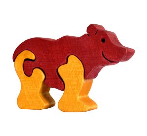 Fauna Dřevěné vkládací puzzle z masivu malý medvěd