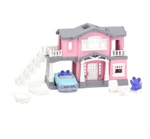 Green Toys Růžový dům s 9 ks příslušenství