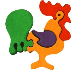 Fauna Dřevěné vkládací puzzle z masivu malý kohout