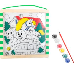 small foot Dřevěný barevný obrázek farma se zvířátky