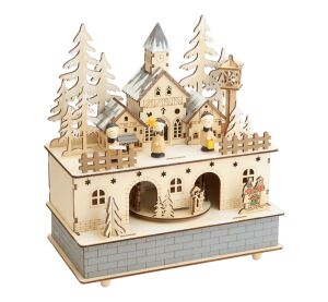 small foot Dřevěná hrací skříňka se světlem zimní vesnice