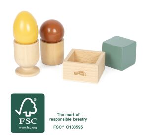 small foot Montessori třídicí hra s kuličkou, kostkou a vajíčkem