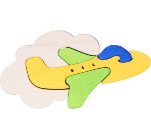 Fauna Dřevěné vkládací puzzle z masivu malé letadlo