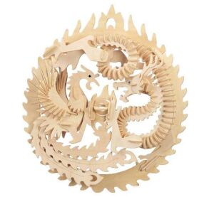 Woodcraft Dřevěné 3D puzzle Fénix a drak