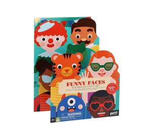 Petit Collage Znovupoužitelné samolepky se scénou Legrační obličeje