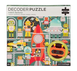 Petit Collage Puzzle roboti 100 ks s 3D brýlemi