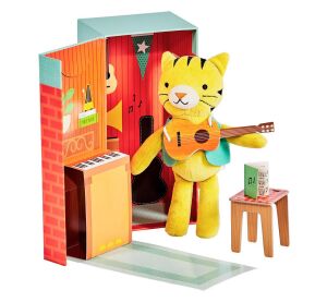 Petit Collage Plyšový tygr Theodor hudebník