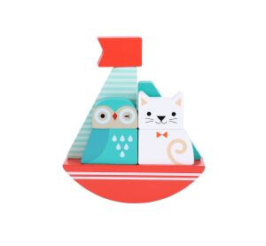 Petit Collage Dřevěná skládací věž Sova a kočička