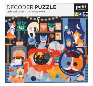 Petit Collage Puzzle kočky 100 ks s 3D brýlemi