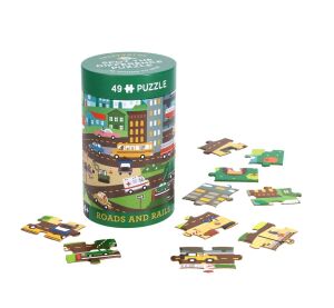 Petit Collage Puzzle Najdi rozdíl Silnice a železnice 49 dílků