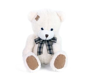 Rappa Plyšový medvěd s mašlí a záplatou 27 cm béžový