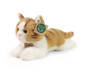 Rappa Plyšová kočka ležící hnědo-bílá 20 cm ECO-FRIENDLY