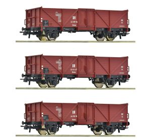 Roco Sada 3 ks otevřených nákladních vozů DR - 6600115