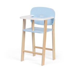 Tidlo Dřevěná židlička na krmení panenek modrá