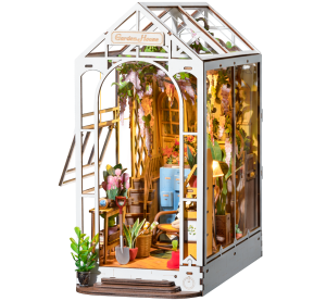 RoboTime 3D skládačka Zarážka na knihy Miniatura domečku Skleník