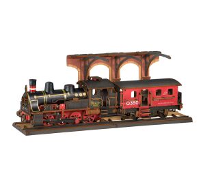 RoboTime 3D dřevěná skládačka Vintage parní lokomotiva