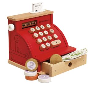 Le Toy Van Dřevěná pokladna s penězi červená