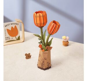 RoboTime 3D dřevěná skládačka Oranžový tulipán