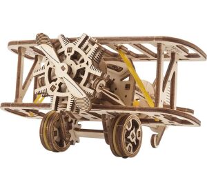 Ugears 3D dřevěná mechanická skládačka Mini dvojplošník