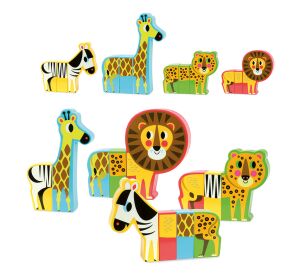 Vilac Dřevěné puzzle Veselé safari