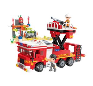 Qman Mine City Fire Line W12013 Cisternová automobilová stříkačka s plošinou
