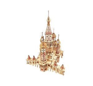 Woodcraft Dřevěné 3D puzzle Chrám Vasila Blaženého přírodní