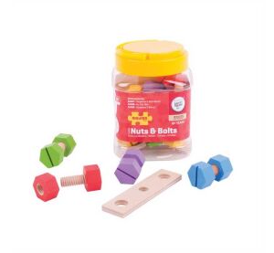 Bigjigs Toys Dřevěný spojovací materiál v dóze