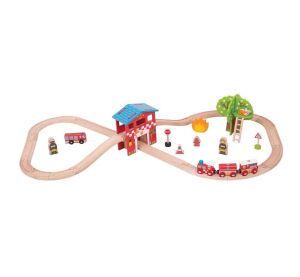 Bigjigs Rail Dřevěná vláčkodráha hasičská stanice