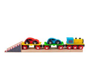 Bigjigs Rail Nákladní vlak s auty a kolejemi