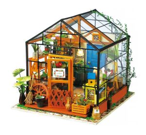 RoboTime 3D dřevěná skládačka Miniatura domečku Květinový skleník