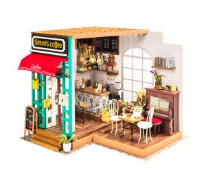 RoboTime 3D dřevěná skládačka Miniatura domečku Kavárna