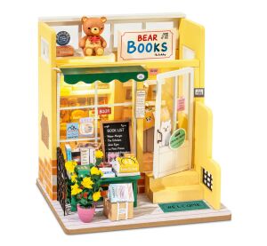 RoboTime 3D dřevěná skládačka Miniatura domečku Medvědí knihkupectví