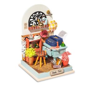 RoboTime 3D dřevěná skládačka Miniatura domečku Studovna s psacím strojem