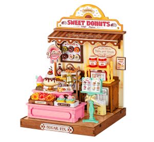 RoboTime 3D dřevěná skládačka Miniatura domečku Obchod s donuty