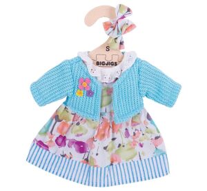 Bigjigs Toys Tyrkysové šaty se svetrem pro panenku 28 cm