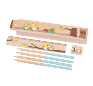 Bigjigs Toys Dřevěný penál sovičky 1 ks