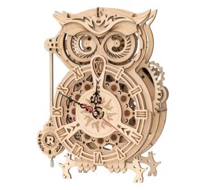 RoboTime 3D dřevěná mechanická skládačka Soví hodiny