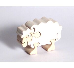 Fauna Dřevěné vkládací puzzle z masivu ovečka bílá