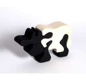 Fauna Dřevěné vkládací puzzle z masivu kráva černá