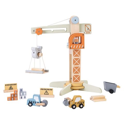 2Kids Toys Dřevěný jeřáb s příslušenstvím